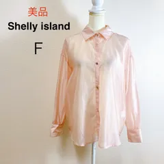 美品 Shelly island シルバーボタンシアーシャツ シアーシャツ 長袖シャツ ピンク オーバーサイズ ルーズシルエット カジュアル きれいめ オフィスカジュアル Fのサムネイル