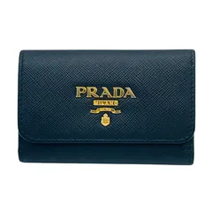 美品 PRADA プラダ キーリング付き4連キーケース  サフィアーノレザー 1PG004 ブラック／マルチカラー ゴールド金具 RFID