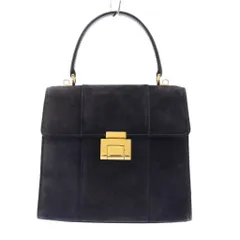 【中古】グッチ GUCCI ハンドバッグ ワンハンドル スエード ロゴ バイカラー 紺 ネイビー ゴールドカラー グッチ GUCCI ハンドバッグ ワンハンドル スエード ロゴ バイカラー 紺