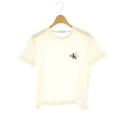 カルバンクラインジーンズ Calvin Klein Jeans ロゴ刺繍 半袖Tシャツ カットソー XS 白 ホワイト /AT ■OS