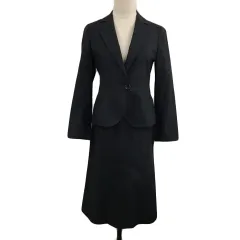 ニューヨーカー NEWYORKER セットアップ スーツ ジャケット テーラード 長袖 スカート フレア ひざ丈 無地 ウール 7AR グレー