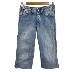 ディーゼル DIESEL パンツ デニム ジーンズ ストレート クロップド ボタンフライ 24 水色 ライトブルー
