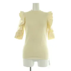 スナイデル SNIDEL 21SS フリル切替ニット カットソー 五分袖 リブ チュール F アイボリー /MY ■OS