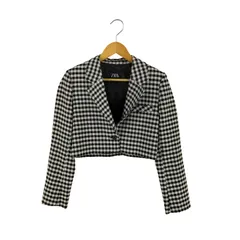 ザラ ZARA GINGHAM BLAZER ショート丈ギンガムチェックジャケット  レディース import：XS 
