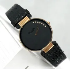 【稼働品】Christian Dior ディオール 腕時計 ブラックムーン Black Moon クォーツ 黒文字盤 ストーン 7P vintage ヴィンテージ antique アンティーク レトロ 希少 ドレスウォッチ バギラ