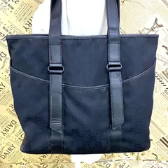 グッチ トート ショルダーバッグ GGキャンバス 黒フォーマル FY257