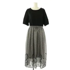 エニィスィス エニシス anySiS ギンガムチェックドッキングワンピース ミモレ ロング 五分袖 2 黒 ブラック /AT ■OS