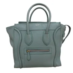 CELINE セリーヌ ラゲージ レザー マイクロショッパー ハンドバッグ トートバッグ ミントグリーン  レディース 古着 中古 USED