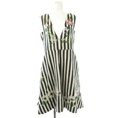 チェスティ Chesty フラワー刺繍ジャンパースカート ワンピース ひざ丈 0 ネイビー ホワイト /DF ■OS