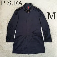 P.S.FA  パーフェクトスーツファクトリー スタンドカラーコート M メンズ 黒 ブラック 比翼仕立て フライフロント ブランド 中古 ステンカラーコート