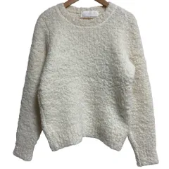 美品 intoca. イントゥーカ アルパカ スヌード付き ブークレ ニット プルオーバー セーター サイズ1 オフホワイト レディース 古着 中古 USED