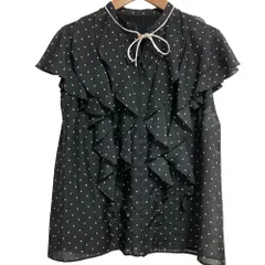 美品 22SS ANAYI アナイ ドット フリル ブラウス サイズ36 ブラック レディース 古着 中古 USED