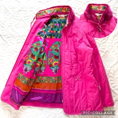 美品✨レオナール 薄手ロングブルゾン コート花柄 トリム 40 XL相当 ピンク LEONARD - レオナール LEONARD FASHION コート ロングコート ダブル