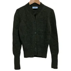 PRADAダークグリーンとアイボリーの長袖カーディガン PRADAダークグリーンとアイボリーの長袖カーディガン PRADAダーク