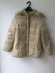 3can4on ベージュフード付きダウンジャケット　フード＆ラクーンファー取り外し可能