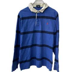POLO RALPH LAUREN 長袖 ボーダーポロシャツ XL ブルー ポロラルフローレン 刺繍ロゴ プルオーバー ラガーシャツ 秋物 a711-6228