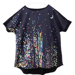 古着　Design Tshirts Store graniph  グラニフ　レディースTシャツ　フリーサイズ　ユニセックス　ブラック系　黒色　カラフルTシャツ