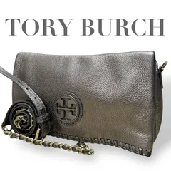☆★TORY BURCH トリーバーチ★ショルダーバッグ　クラッチバッグ　斜め掛け　2way   ロゴ　シルバー系　レザー★　♯2046
