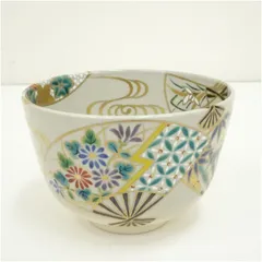 値下げ、平安仁清写、扇面流茶椀【極上品】お茶道具/共箱 値下げ、平安仁清写、扇面流茶椀【極上品】お茶道具/共箱