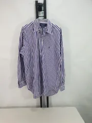 ポロラルフローレン ゴルフ シャツ ロング丈 ストライプ 長袖 シャツ パープル