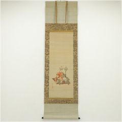 大清李閑雲筆 月兎 絹本肉筆 掛軸 木箱付 古美術 送料込み260523