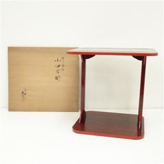 未使用 茶道具 平悠棚 鵬雲斎好 組立式 小棚 桐爪紅 柿合塗 共箱