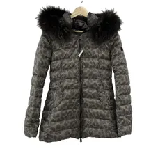 TATRAS(タトラス) ダウンコート サイズ02 M レディース - LTA14A4350 カーキ×ダークブラウン×マルチ 長袖/ラクーン/豹柄/リバーシブル/冬