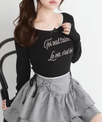 夢展望公式 [新品未使用] レタリングクロップドカットソー [ブラック] 他カラー別ページ有  カットソートップス カットソートップス・Ｔシャツ（長袖） 535717-03