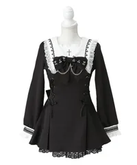 夢展望公式 [新品未使用] クロスレースアップセーラーワンピ [ブラック] 他カラー別ページ有  ワンピース その他ワンピース（長袖） 535860-01