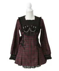 夢展望公式 [新品未使用] クロスレースアップセーラーワンピ [パープルチェック] 他カラー別ページ有  ワンピース その他ワンピース（長袖） 535860-02