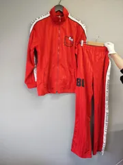 M11096  【上下セット】ジャケット新品 2008年製 HelloKitty ハローキティ ジャージ Ｍ 長袖 レディース レッド 赤 平成ギャルサンリオ