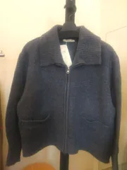 カーディガン厚手 グレーネイビー色