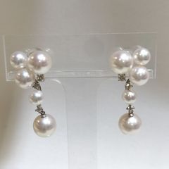 TASAKI イヤリング パール約7㍉ ダイヤ0.42ct ミキモトパールお好き 