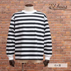 Et baas/Sサイズ/長袖Tシャツ 日本製 コットン 綿100％ ボーダー カットソー サイドスリット メンズ 紳士 エバース 新品/白×黒/kf394/