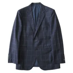 UNITED ARROWS ユナイテッドアローズ ウール 格子柄 テーラード ジャケット ブレザー シングル 総裏 2釦 サイズ48 紺 ネイビー メンズ 古着 中古 USED