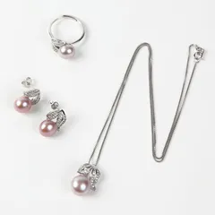 真珠ネックレス 最高級大粒本真珠9-10ｍｍ 三点セット（真珠ペンダント,真珠ピアス,真珠リング） （冠婚葬祭 結婚式 フォーマル）