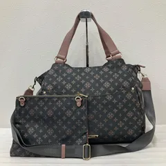 6481　russet　ラシット　トートバッグ　3way　 ショルダーバッグ　バッグインポーチ　 モノグラム　総柄　グレー×ピンク系　 ナイロン　レザー　レディース