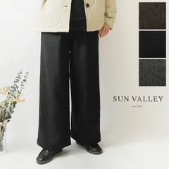 ＊【新品】【SUN VALLEY サンバレー】ウール ライク ワイド パンツ (sk8048253)レディース 秋 冬 ゆったり ストレート 温か 暖か 体型カバー 黒 ナチュラル 服 おしゃれ ナチュランド 人気 メルトン 30代 40代 50代 60代のサムネイル