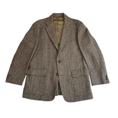 古着 ジェイプレス J.PRESS ツイード テーラードジャケット クリーニング済み 段返り ３B ブラウン系 メンズ AB6