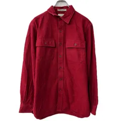 L.L.Bean 長袖 ネルシャツ M レッド エルエルビーン 無地 胸ポケット コットン 長袖シャツ トップス 秋物 a711-6268