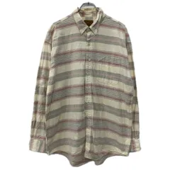 ST JOHN'S BAY 長袖 チェックシャツ XLARGE アイボリー マルチカラー ボタンダウン ボタン 胸ポケット コットン100% 春物 a711-6277