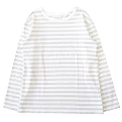 美品 agnes b. アニエスベー ボーダー ロング Tシャツ カットソー 長袖 サイズ2 ライトパープル/ホワイト レディース 古着 中古 USED