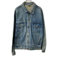 USA製 デニムジャケット XL インディゴブルー バックプリント ボタン 胸ポケット コットン アウター 春物 a711-6337