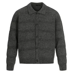 新品未使用 h アメリカンヴィンテージ風 ルーズフィット 折り襟 ニットカーディガン 男女兼用/vintage 高街系/カジュアル/春秋向け