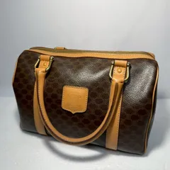 湘-41 CELINE セリーヌ M14 ハンドバッグ マカダム柄 レザー ブラウン ミニボストンバッグ PVC ボストンバッグ
