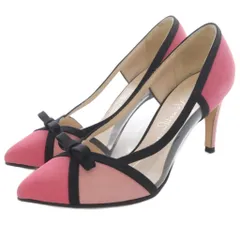 銀座かねまつ ポインテッドトゥ パンプス ピンヒール スエード 21.5cm ピンク