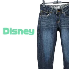 Disney ディズニー ミッキーマウス ロゴ刺繍 プリント デニム パンツ ローウエスト 綿100％ Sサイズ オールシーズン