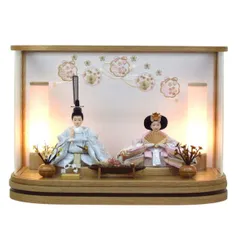 レース仕立て雛人形アクリルケース飾り 間口50cm奥行30cm高さ35cm 親王ケース飾り YN1295HC ひな人形 ケース飾り アクリル 初節句 桃の節句 ケース入り 親王飾り