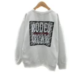 ロデオクラウンズワイドボウル RODEO CROWNS WIDE BOWL RCWB スウェット トレーナー ミドル丈 ラウンドネック バックロゴ刺繍 裏起毛 オーバーサイズ F 白 ホワイト 黒 ブラック /YS26