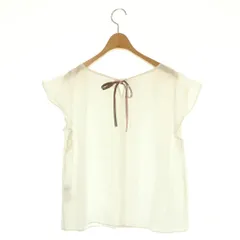 ブルーレーベルクレストブリッジ BLUE LABEL CRESTBRIDGE バックリボン フレンチスリーブブラウス シャツ プルオーバー レース 36 白 /CX ■OS